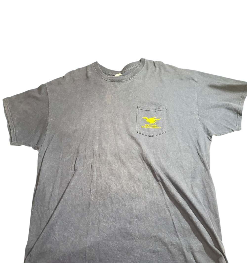 Deal’s Gap The Dragon Motorcycle T-Shirt 318 Turns in 11 Miles XXL Faded Pocket